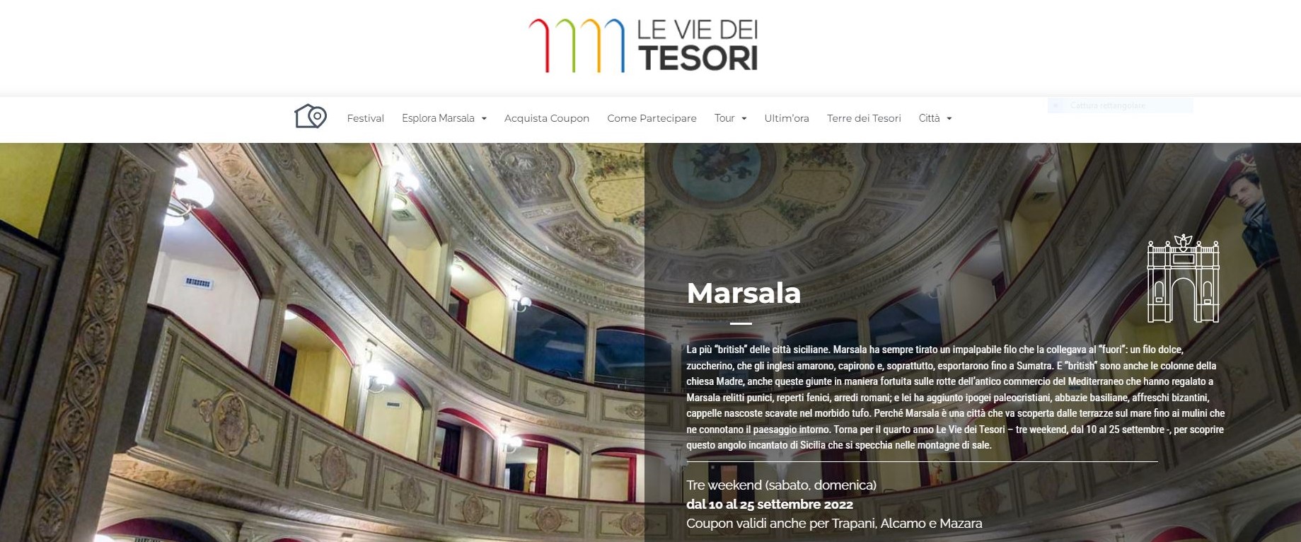 Le vie dei tesori a marsala. 10/11 - 17/18 - 24/25 settembre Le vie dei tesori a marsala. 10/11 - 17/18 - 24/25 settembre